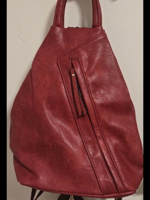 Convertible women's backpack red PU leather, No Name