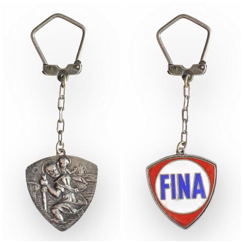 Silver Agios Christoforos FINA keychain used with enamel