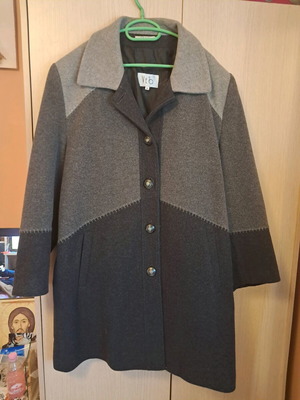 Μάλλινο γυναικείο παλτό Veto μεταχειρισμένο, μαύρο και γκρι, XXL