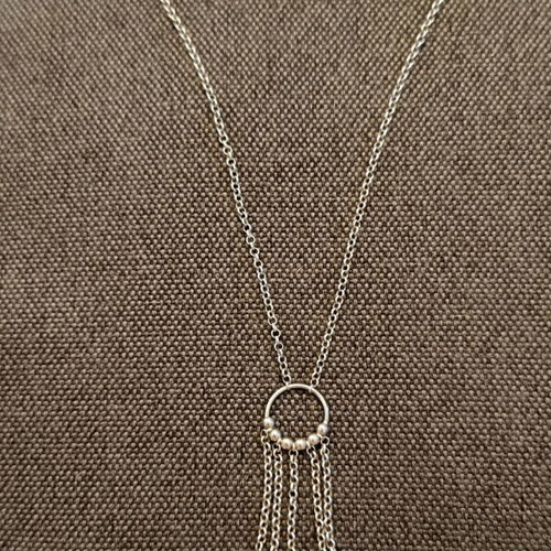Silver necklace 925 Italian made with pendant and dangling beads new