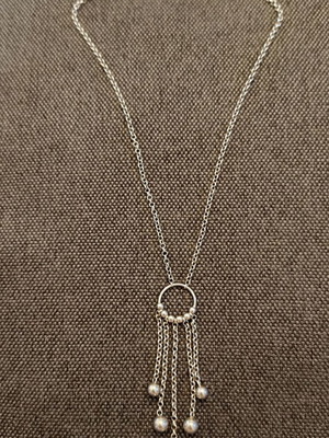 Silver necklace 925 Italian made with pendant and dangling beads new