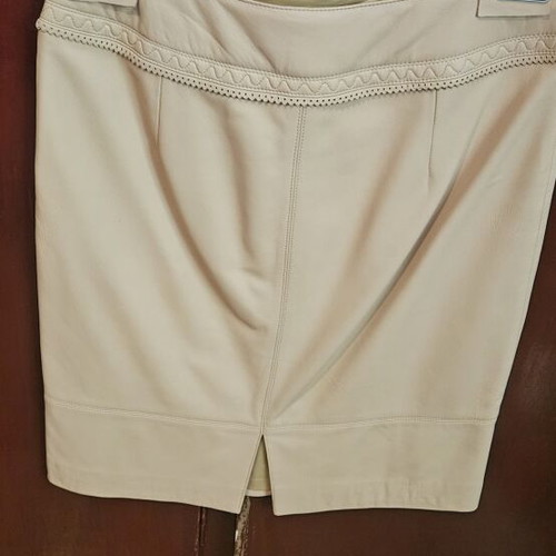 Escada leather suit with blouse, beige, size L