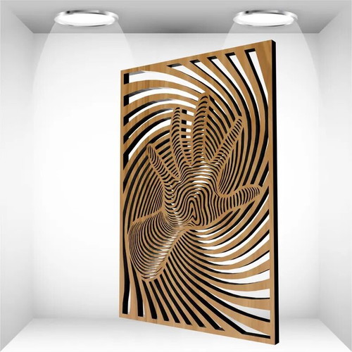 Wooden Wall Decor Hand with Optical Effect new, 40x30 cm