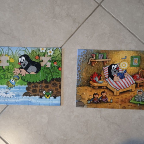 Dino Krtek and Pearl children's puzzle used, 2 x 48 pieces