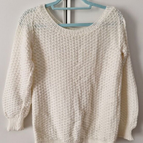 Handmade knitted women's blouse new, white