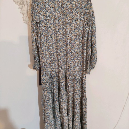 Long floral dress like new, viscose, gray and blue, size M