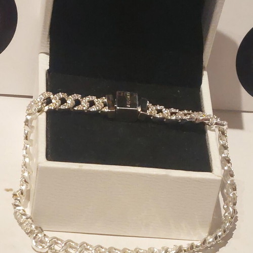 Pandora bracelet size 18, silver with cubic zirconia