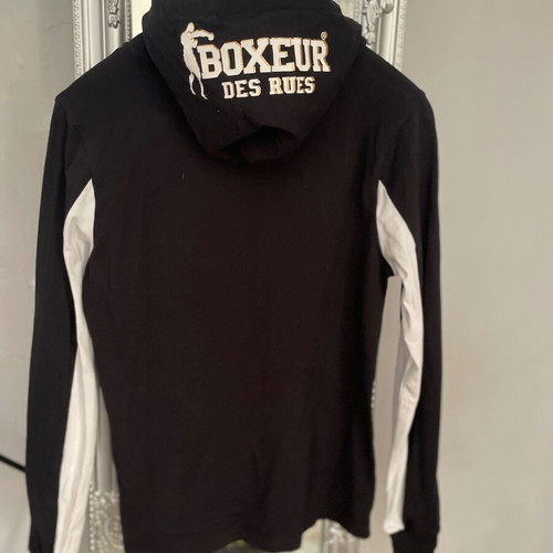Boxeur des Rues hoodie t-shirt, black white gold, medium