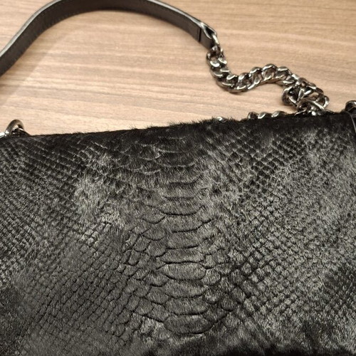 Zara Woman Shoulder Bag like new, black, silver chain, ponyskin type