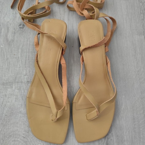 Zara leather sandals new, size 36-37, beige