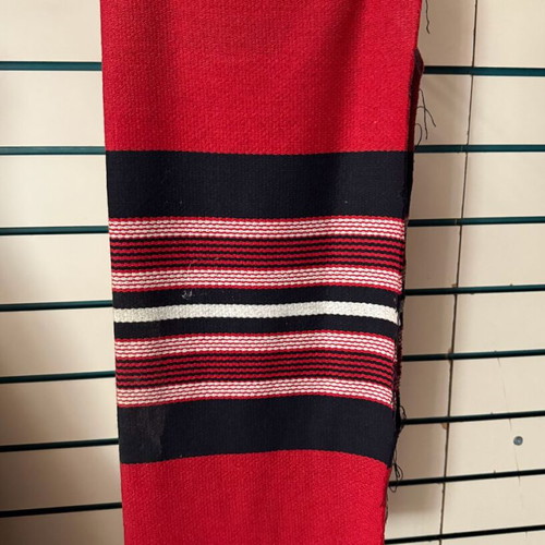 Traditional woven fabric red-black stripes new