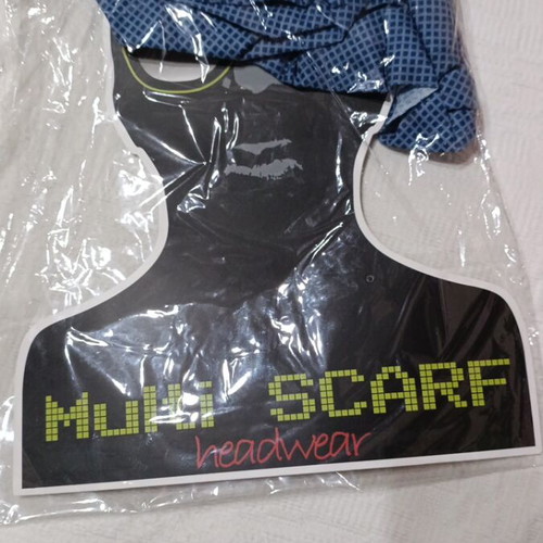 Multi scarf Polo blue checked, polyester, new
