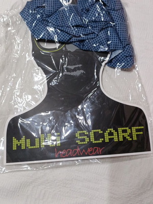 Multi scarf Polo blue checked, polyester, new