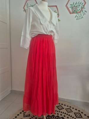 Gypsy skirt coral like new, one size cotton viscose