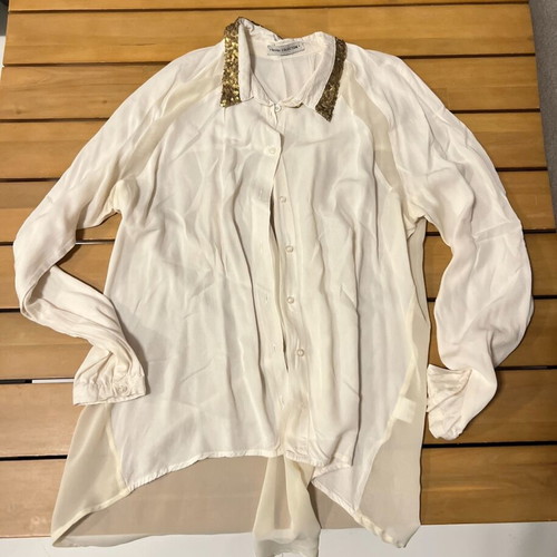 Bershka Collection shirt used with gold collar and sheer fabric size M