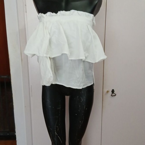 Women’s white strapless blouse with ruffles like new, Matis, size S