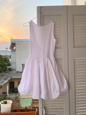 Μίνι φόρεμα Stradivarius λευκό με balloon φούστα καινούργιο