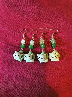 Bulbasaur handmade earrings with steel hooks and resin details