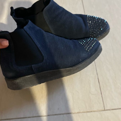 Shoes with glitter used, blue, size 38