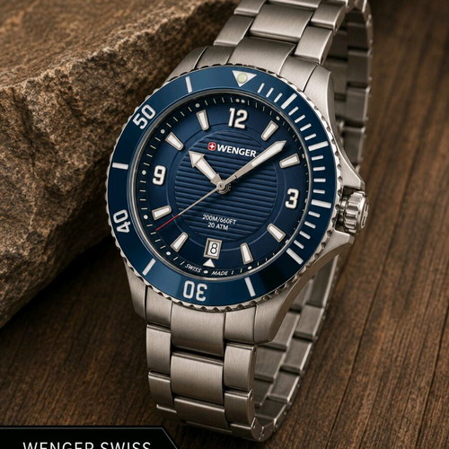 Wenger Sea Force Diver Swiss Made watch, new, navy blue