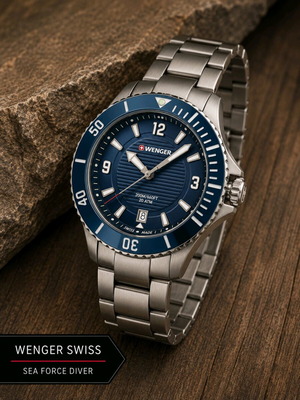 Wenger Sea Force Diver Swiss Made watch, new, navy blue