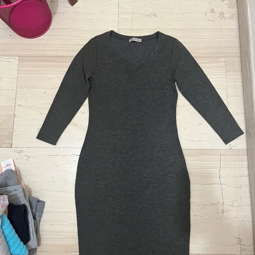 Warm grey knee-length dress new Rebecca Blu size M
