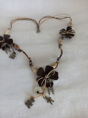 Handmade necklace with leather and metal details like new
