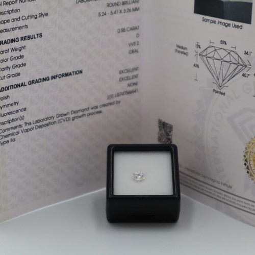Lab Grown Round Cut Diamond 0.55ct D-VVS2 new
