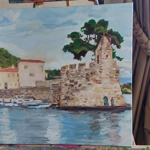 Painting new Nafpaktos acrylic 50x50 cm