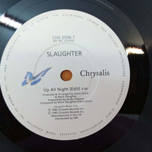 Slaughter Up All Night 7' vinyl used, 80's melodic metal