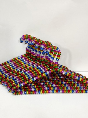Colorful clothes hangers set of 10 like new with beads