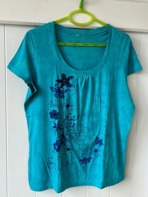 Tshirt cotton like new, turquoise and blue, size L
