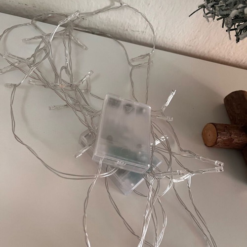 Snowy tabletop tree with lights like new 40cm