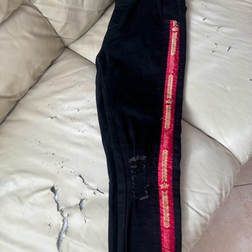 Sik Silk men's black small denim pants with red stripe in excellent condition