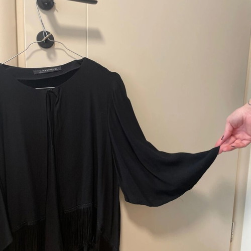 Zara Woman Black Blouse with Fringe, Like New, Size L