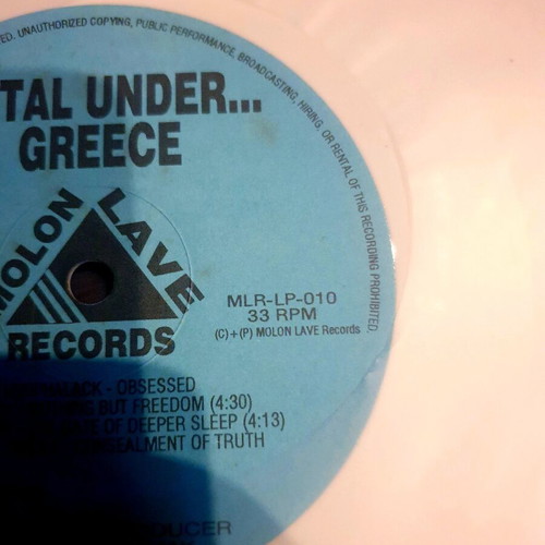 Metal Under Greece Part I Collectible LP White Vinyl Molon Lave Records 1993