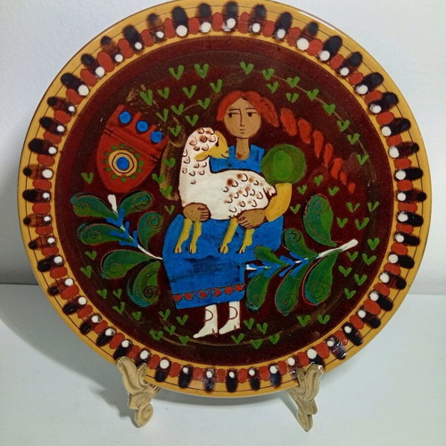 Rudolf Howald decorative ceramic plate, Swiss folk art
