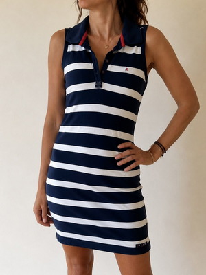 Batela striped navy white dress like new, nautical summer style