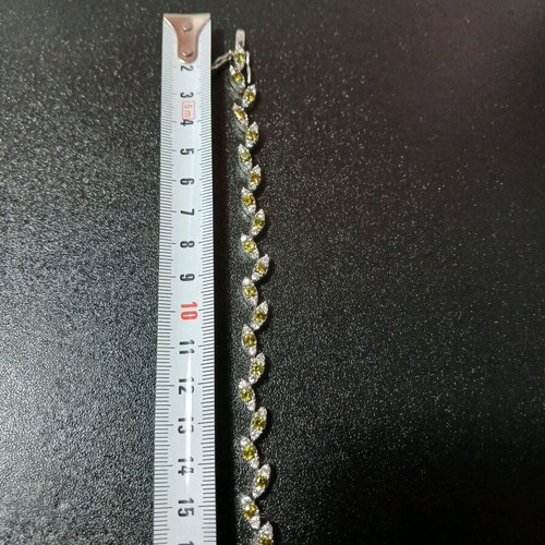 Riviera 925 Silver Bracelet with Green and White Zircon Stones like new
