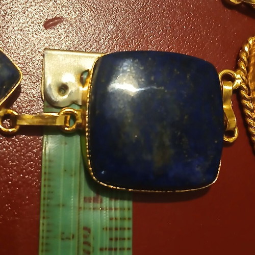 Necklace with stainless steel chain and large lapis lazuli beads, like new, 45cm