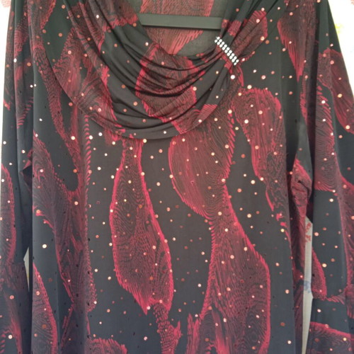 Evening blouse printed with metallic thread new, size 48-50