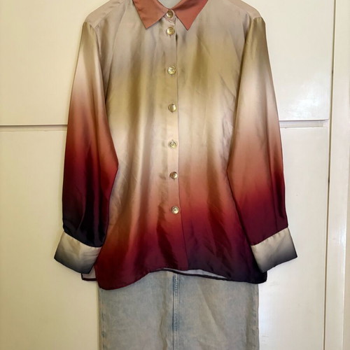 Zara ombré satin shirt like new, size M, sunset palette colors