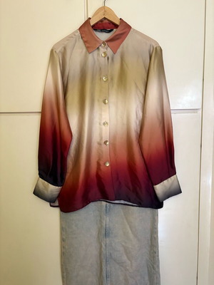 Zara ombré satin shirt like new, size M, sunset palette colors