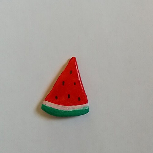 Handmade watermelon magnet from clay