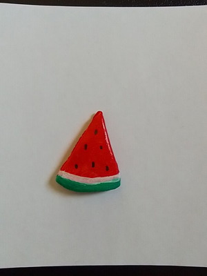Handmade watermelon magnet from clay