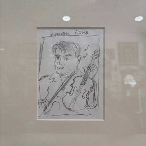 Portrait of Alekos Fasianos pencil drawing used