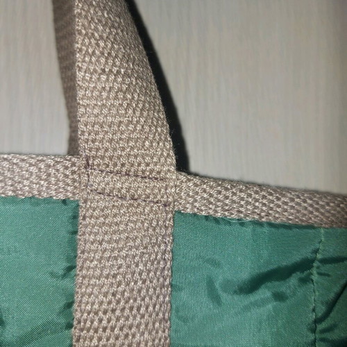 Women’s handmade shoulder tote bag new, green khaki with brown straps