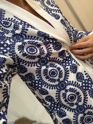 Tunic, white and blue, size S