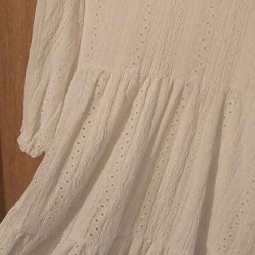 Sinsay White Guipure Dress New Size L with 3/4 Sleeve