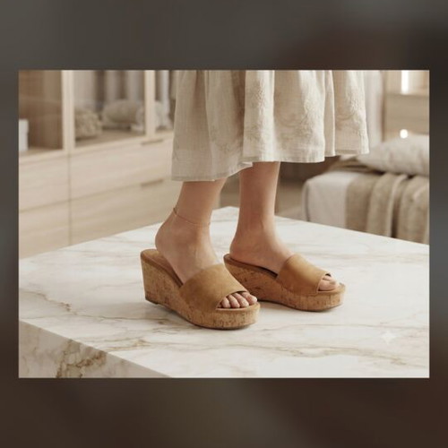 Platform slippers size 38 beige, used
